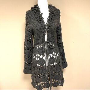 Lulumari crochet mohair blend knit grey duster  size Sm